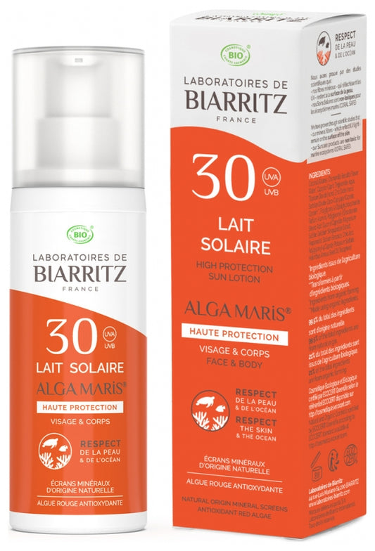Laboratoires De Biarritz Organic Alga Maris Sunscreen Lotion Face And Body Spf30 100Ml