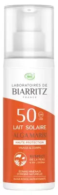 Laboratoires De Biarritz Organic Alga Maris Sunscreen Lotion Face And Body Spf50 100Ml