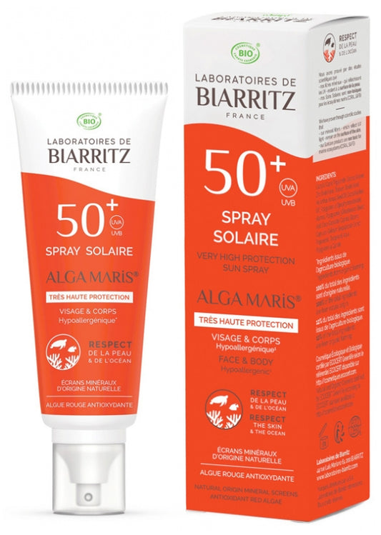 Laboratoires De Biarritz Organic Alga Maris Sun Spray Face And Body Spf50+ 100Ml