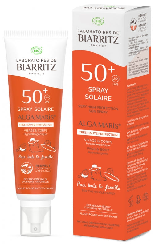 Laboratoires De Biarritz Alga Maris Solar Face And Body Spray Spf50+ Organic 150 Ml