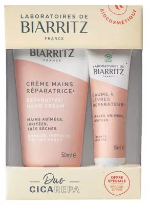 Laboratoires De Biarritz Organic Reparative Hand Cream 50Ml + Organic Reparative Lip Balm 15Ml