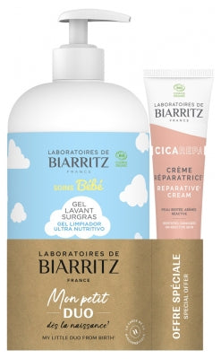 Laboratoires De Biarritz Superfatted Cleansing Gel Orgainc 500Ml + Cica Repa Reparative Cream Organic 40Ml