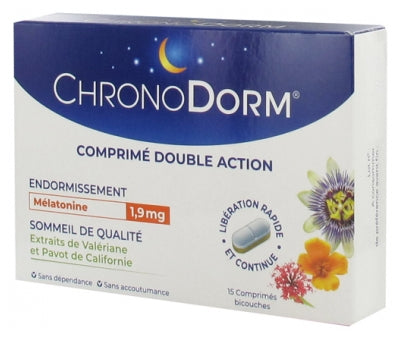 Laboratoires Iprad Chronodorm Double Action Melatonin 1,9Mg Valeriane 15 Tablets