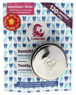 Lamazuna Organic Toothpaste To Crunch Ultra-Fresh Mint 120 Tabs + 1 Free Box