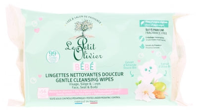 Le Petit Olivier Bébé 56 Gentle Cleansing Wipes Face, Seat & Body