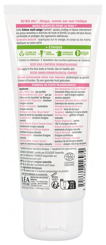 Léa Nature So Bio Étic Hydra Aloe Vera La Crème Des Familles Hydratante 24H Bio 100 Ml
