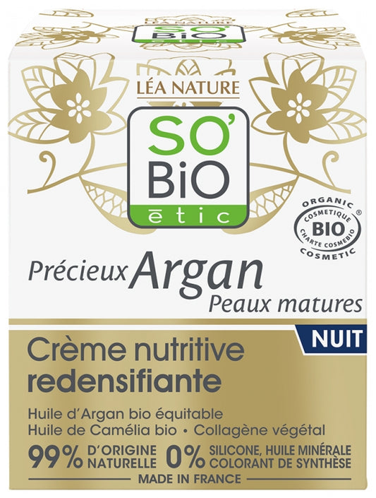 Léa Nature So Bio Étic Précieux Argan Crème Nutritive Redensifiante Nuit Peaux Matures Bio 50 Ml