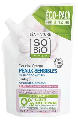 Léa Nature So Bio Étic Douche Crème Peaux Sensibles Éco-Recharge Bio 650 Ml