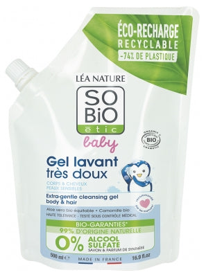 Léa Nature So Bio Étic Baby Gel Lavant Très Doux Éco-Recharge Bio 500 Ml