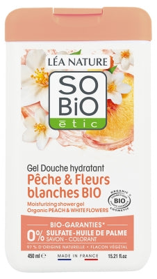 Léa Nature So Bio Étic Moisturizing Shower Gel Peach & White Flowers Organic 450 Ml