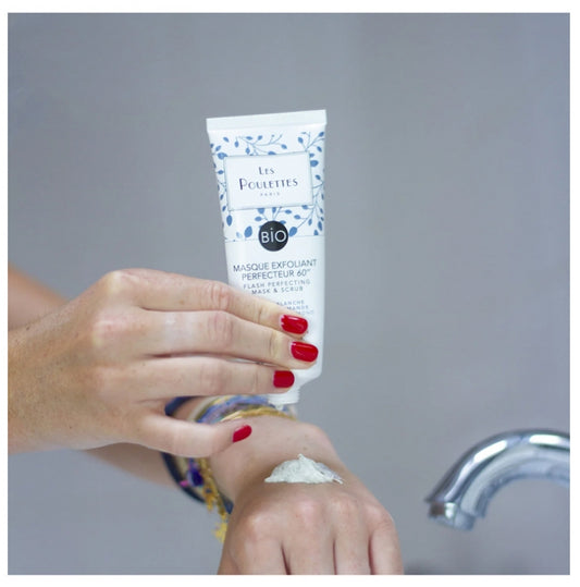 Les Poulettes Paris Flash Perfecting Mask & Scrub White Clay Organic 75Ml