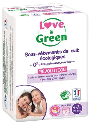 Love & Green Ecological Underwear 4-7 Years (17-30 Kg) 15 Units