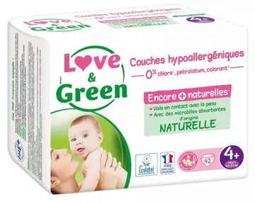 Love & Green Hypoallergenic Nappies 42 Nappies Size 4+ (9-20Kg)