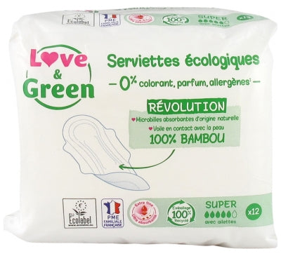 Love & Green Hypoallergenic Napkins Super 12 Napkins