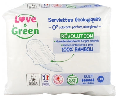 Love & Green Hypoallergenic Night Napkins 10 Napkins