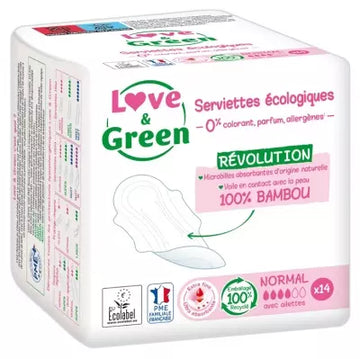 Love & Green Hypoallergenic Napkins Normal 14 Napkins