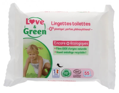 Love & Green Toilette Wipes 55 Wipes