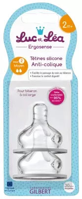 Luc Et Léa Ergosense Anti-Colic Silicon Teats 2 Months +