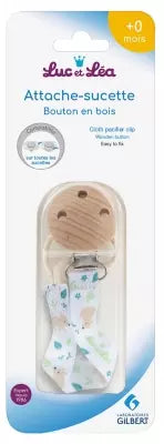 Luc Et Léa Cloth Pacifier Clip Wooden Button 0 Month And Over