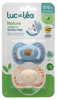 Luc Et Léa Nature 2 Anatomical Soothers Extra-Thin Nipples 0-6 Months