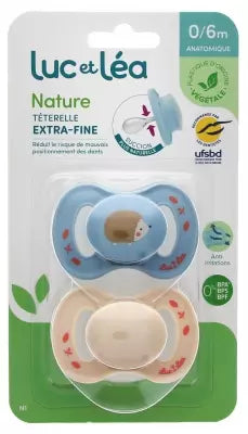 Luc Et Léa Nature 2 Anatomical Soothers Extra-Thin Nipples 0-6 Months