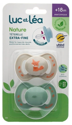 Luc Et Léa Nature 2 Anatomical Soothers Extra-Thin Nipple Shields 18+ Months