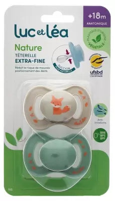 Luc Et Léa Nature 2 Anatomical Soothers Extra-Thin Nipple Shields 18+ Months