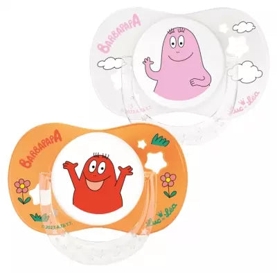Luc Et Léa 2 Physiological Silicon Soothers With Ring 18 Months And + Limited Edition Barbapapa