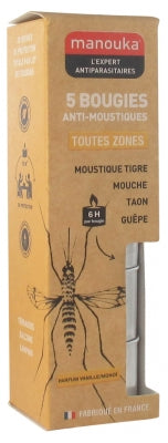 Manouka 5 Anti-Mosquitoes Candles All Areas Vanilla/Monoi Fragrance