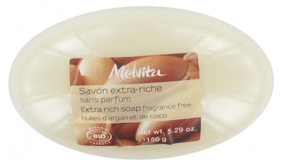 Melvita Extra-Rich Soap Argan And Coconut Oil Fragrance Free Organic 150G