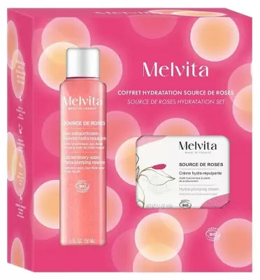 Melvita Source De Roses Eau Extraordinaire Bio 150 Ml + Source De Rose Crème Hydra-Repulpante Bio 50 Ml