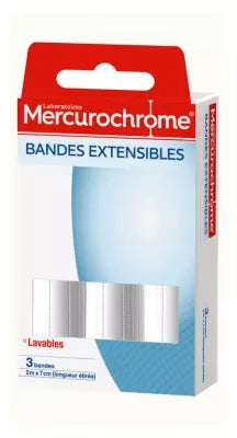 Mercurochrome Extensible Tapes 3 Tapes Of 2M X 7Cm