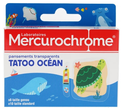 Mercurochrome Strips Transparents Tatoo Océan 18 Units