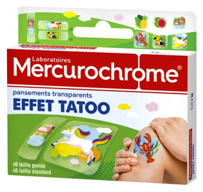 Mercurochrome Transparent Plasters Tatoo Effect 12 Plasters