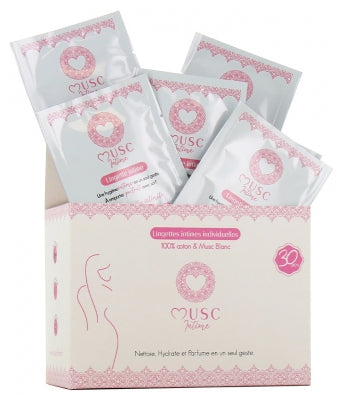 Musc Intime Intimate Wipes White Musk Box Of 30 Wipes