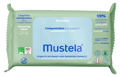 Mustela Compostable Cleaning Wipes With Fragrance 60 Wipes