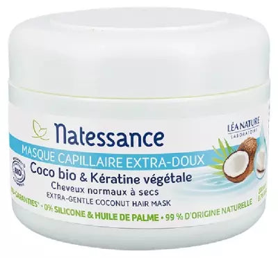 Natessance Extra-Gentle Organic Coconut Hair Mask & Botanical Keratin 200Ml