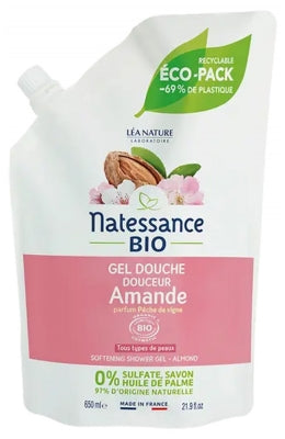 Natessance Shower Gel Softening Almond Organic Refill 650Ml