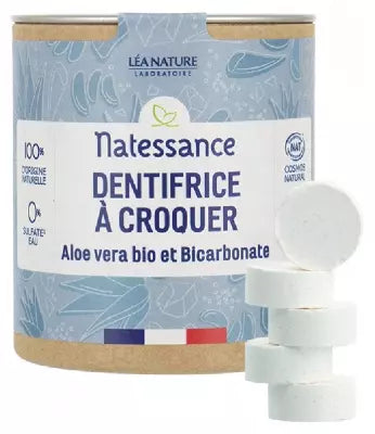 Natessance Toothpaste To Crunch Organic Aloe Vera And Bicarbonate 80 Tablets