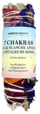 Natura Square 7 Chakras White Sage Apiana Rose Petals Fumigation Bundle