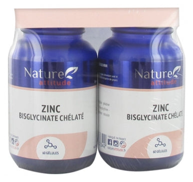 Nature Attitude Chelated Zinc Bisglycinate 2 X 60 Capsules