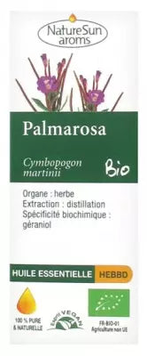Naturesun Aroms Organic Essential Oil Palmarosa (Cymbopogon Martinii) 10Ml
