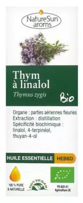 Naturesun Aroms Organic Essential Oil Linalol Thyme (Thymus Zygis) 10Ml