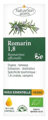 Naturesun Aroms Organic Essential Oil Rosemary 1,8 (Rosmarinus Officinalis) 10Ml