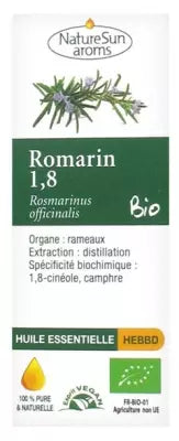 Naturesun Aroms Organic Essential Oil Rosemary 1,8 (Rosmarinus Officinalis) 10Ml