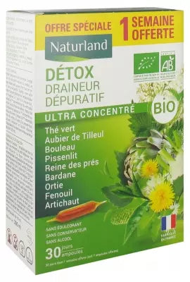 Naturland Organic Detox Purifying Drainer Detox 30 Phials Including 7 Phials Free