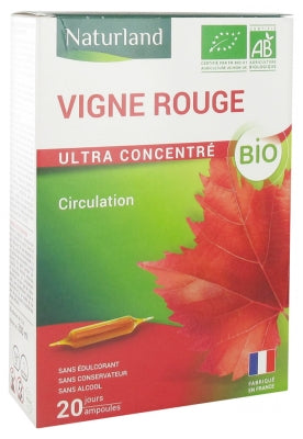 Naturland Organic Red Vine Circulation 20 Drinkable Phials Of 10Ml