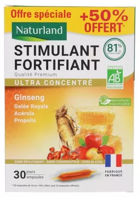 Naturland Stimulant Fortifiant Bio 20 Ampoules + 10 Free Ampoules