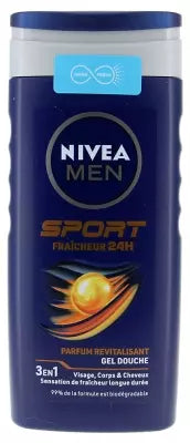 Nivea Men Sport Freshness 24H Revitalizing 3In1 Shower Gel Face, Body And Hair 250 Ml