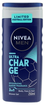 Nivea Men Ultra Charge 3In1 Shower Gel Face, Body And Hair 250 Ml